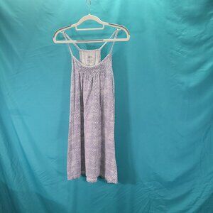 Gilligan & OMalley Womens Spaghetti Strap Nightgown S/P 100% Cotton White & Blue